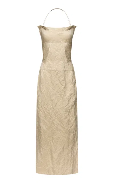 Fforme Maisie Sculpted Cotton-blend Column Dress In Neutral