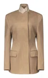 Fforme Malina Tailored Wool Blazer In Tan