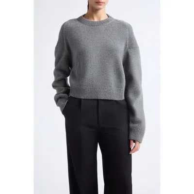 Fforme Marcela Cropped Crew Sweater In Gray