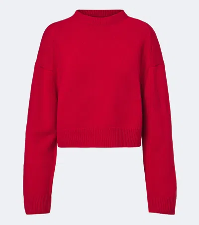 Fforme Marcela Cropped Wool And Cashmere Sweater In Red