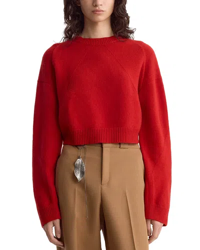 Fforme Marcela Cropped Wool And Cashmere Sweater In Red