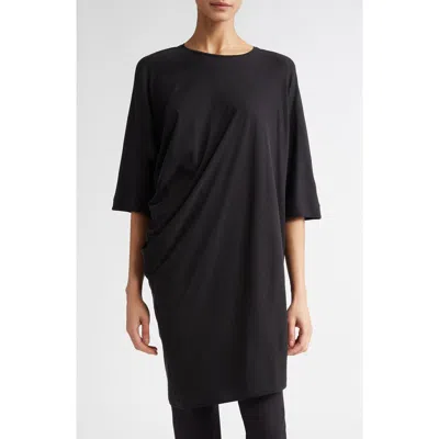 Fforme Margia Fitted Draped Stretch Silk T-shirt In Black