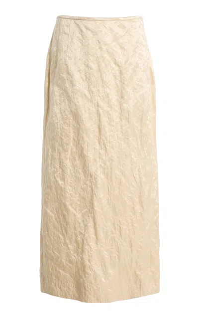 Fforme Mena Straight Cotton-blend Midi Skirt In Brown