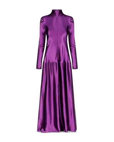 Fforme Mila Bias Cut Long Sleeve Dress In Purple