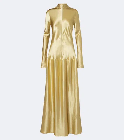 Fforme Mila Satin Gown In Gold