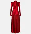 Fforme Mila Bias Cut Long Sleeve Gown In Red