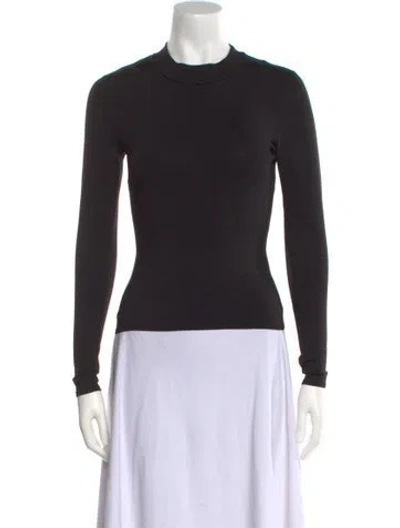 Pre-owned Fforme Mock Neck Long Sleeve Top In Black