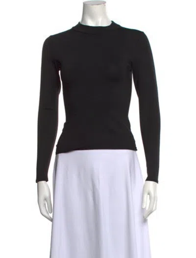 Pre-owned Fforme Mock Neck Long Sleeve Top In Black