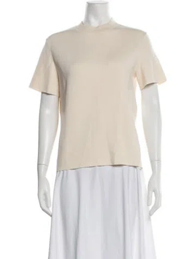 Pre-owned Fforme Mock Neck Short Sleeve Top In Neutrals