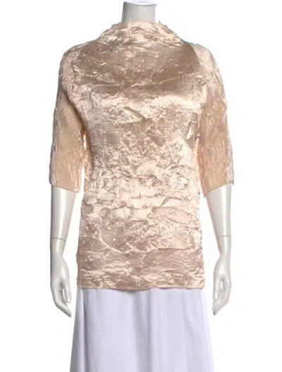 Pre-owned Fforme Mock Neck Three-quarter Sleeve Top In Neutrals