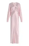 Fforme Naomie Draped Hammered-satin Maxi Dress In Pink