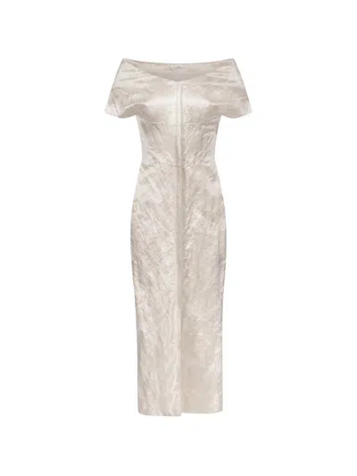 Fforme Kaley Paneled Off The Shoulder Dress In Neutral