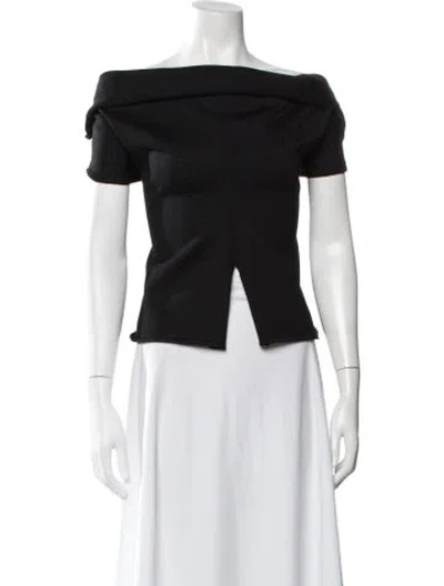 Pre-owned Fforme Off-the-shoulder Short Sleeve Top In Black