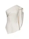 Fforme Lavinia Draped One-shoulder Top In White