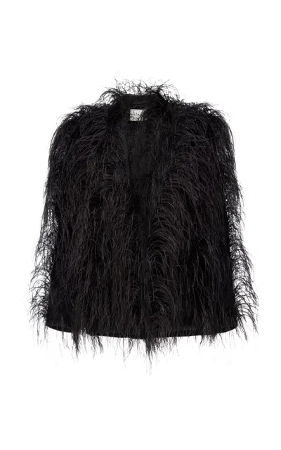 Fforme Otille Feather Embroidered Jacket In Black