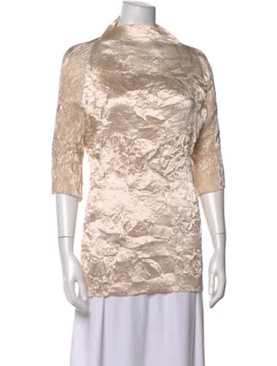 Pre-owned Fforme Patterned Mock Neck Top In Neutrals