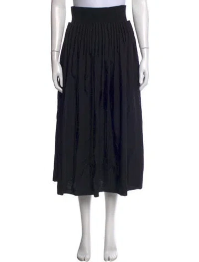 Pre-owned Fforme Pleated Accents Midi Length Skirt In Black