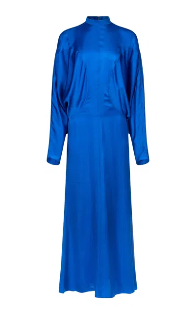 Fforme Rami Liquid Raglan Sleeve Dress In Blue