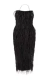 Fforme Raven Feather Embroidered Gown In Black