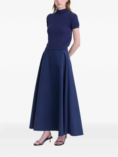 Fforme Ribbed-knit Short-sleeve Top In Blue