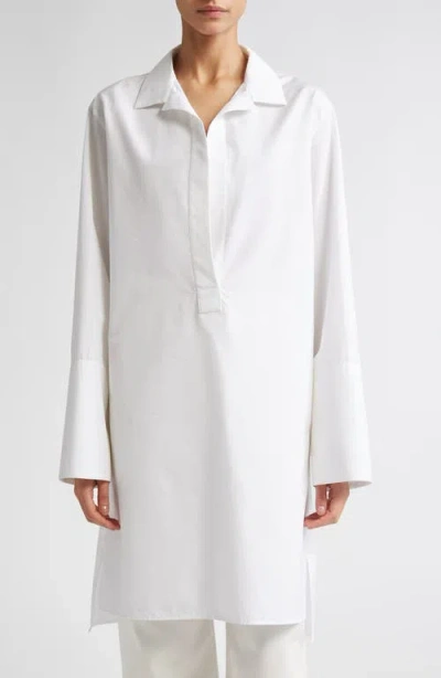 Fforme River Long Cotton Tunic Shirt In White