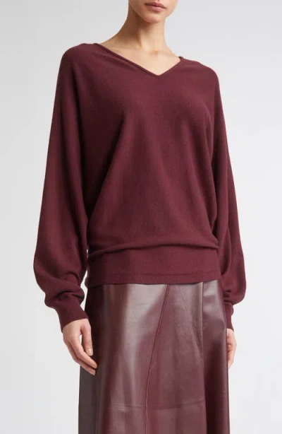 Fforme Rosa V-neck Wool & Cashmere Blend Sweater In Burgundy