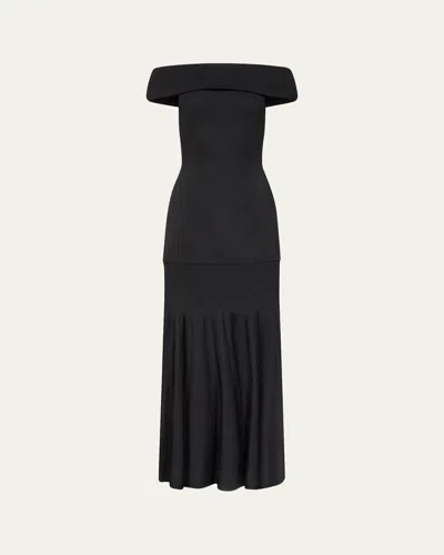Fforme Rosina Off-the-shoulder Sheer Maxi Dress In Black
