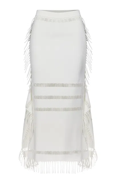Fforme Rowan Fringed-edge Knit Skirt In White