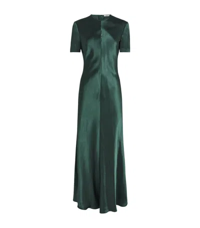 Fforme Satin Akriti Maxi Dress In Green