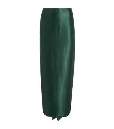Fforme Jovie Crepe-satin Midi Skirt In Green