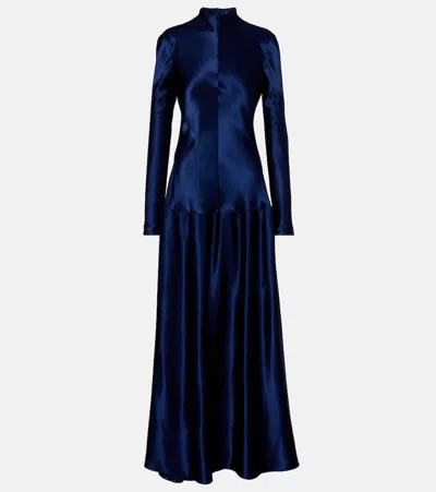 Fforme Satin Maxi Dress In Blue