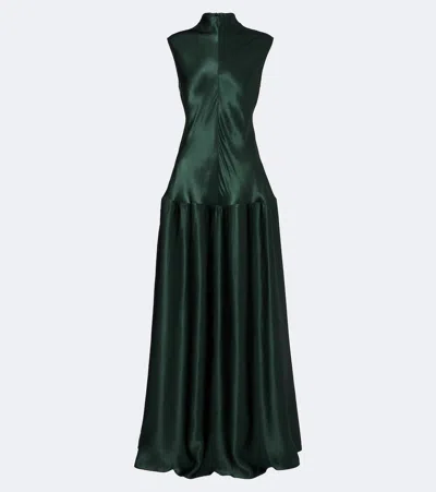Fforme Satin Maxi Dress In Green