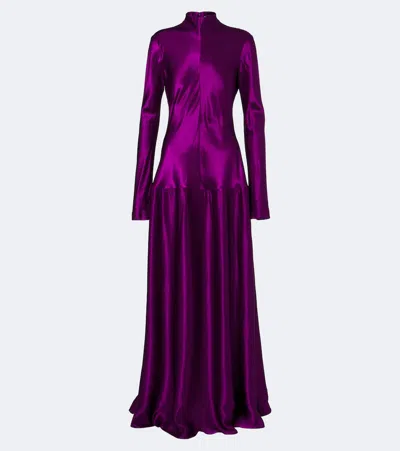 Fforme Satin Maxi Dress In Purple