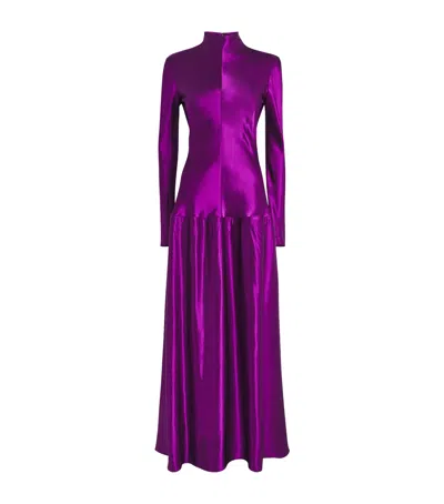 Fforme Satin Mila Maxi Dress In Purple