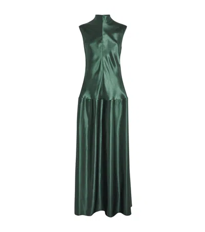 Fforme Satin Nyx Maxi Dress In Green