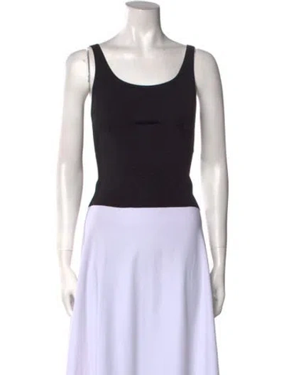 Pre-owned Fforme Scoop Neck Sleeveless Crop Top In Black