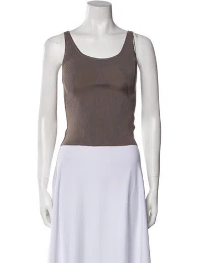 Pre-owned Fforme Scoop Neck Sleeveless Crop Top In Neutral