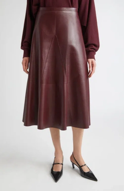 Fforme Selina Leather A-line Skirt In Burgundy