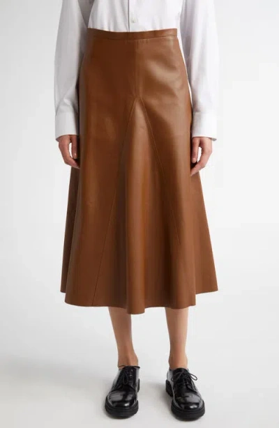 Fforme Selina Leather A-line Skirt In Ochre