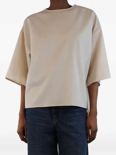 Pre-owned Fforme Short-sleeve Wool Top In Neutral