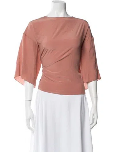 Pre-owned Fforme Silk Bateau Neckline Top In Pink