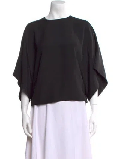 Pre-owned Fforme Silk Crew Neck Top In Black