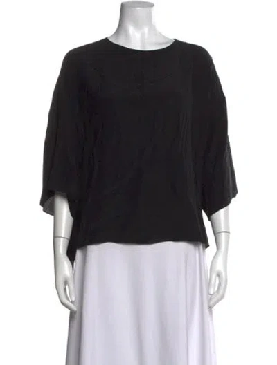 Pre-owned Fforme Silk Crew Neck Top In Black