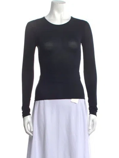 Pre-owned Fforme Silk Crew Neck Top In Blue