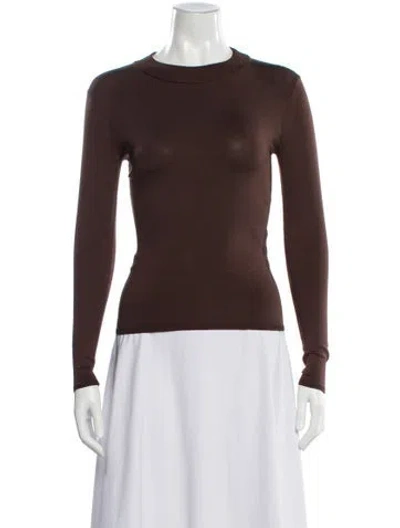 Pre-owned Fforme Silk Crew Neck Top In Brown