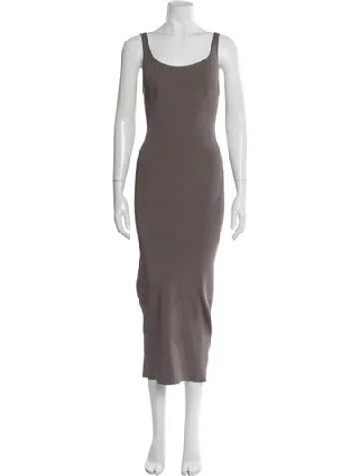 Pre-owned Fforme Silk Long Dress In Brown