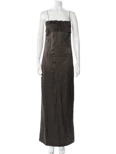 Pre-owned Fforme Silk Long Dress In Green