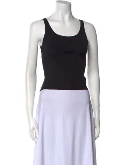 Pre-owned Fforme Silk Scoop Neck Crop Top W/ Tags In Black