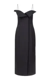 Fforme Skylar Tailored Cotton-silk Dress With Front Zip In Black