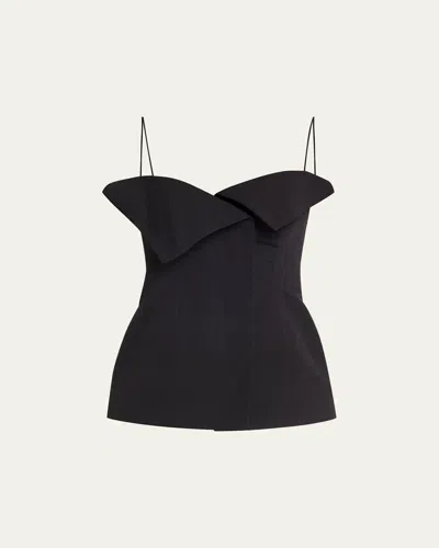Fforme Sola Cotton-silk Bustier Top In Black